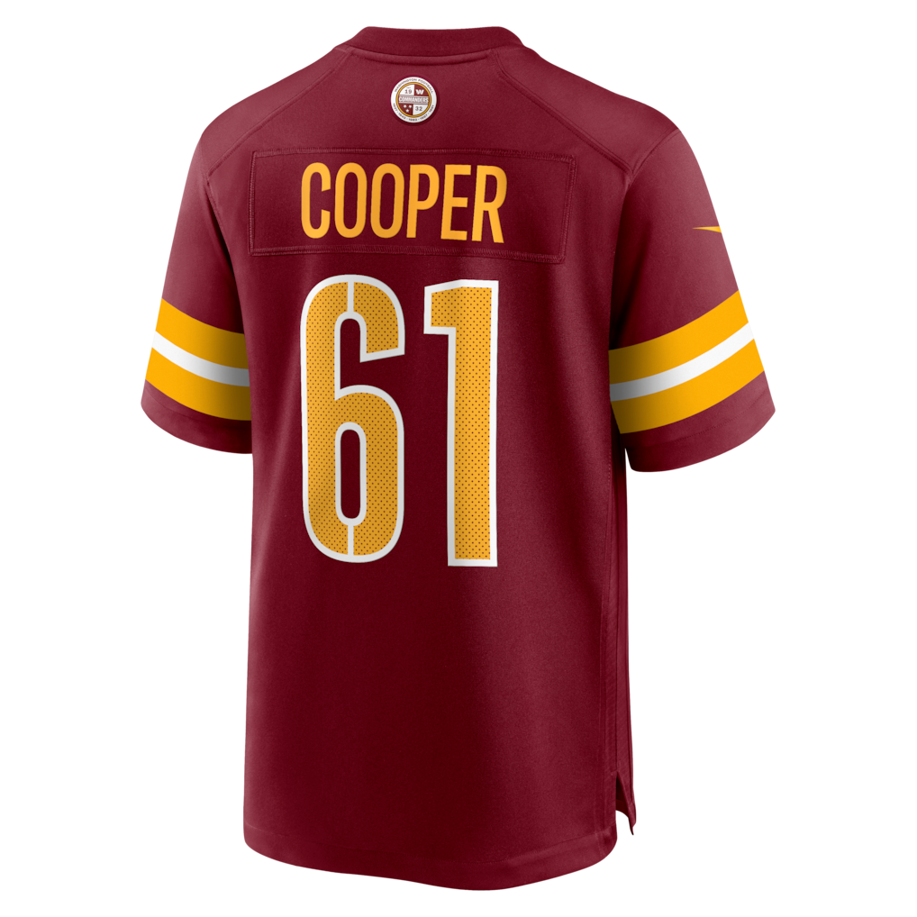 Choea W.Commanders #61 Tyler Cooper Burgundy Team Game Jersey