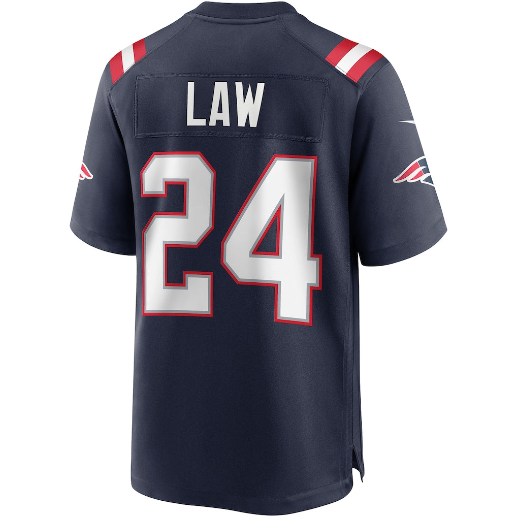 Choea NE.Patriots #24 Ty Law Navy Game Retired Player Jersey