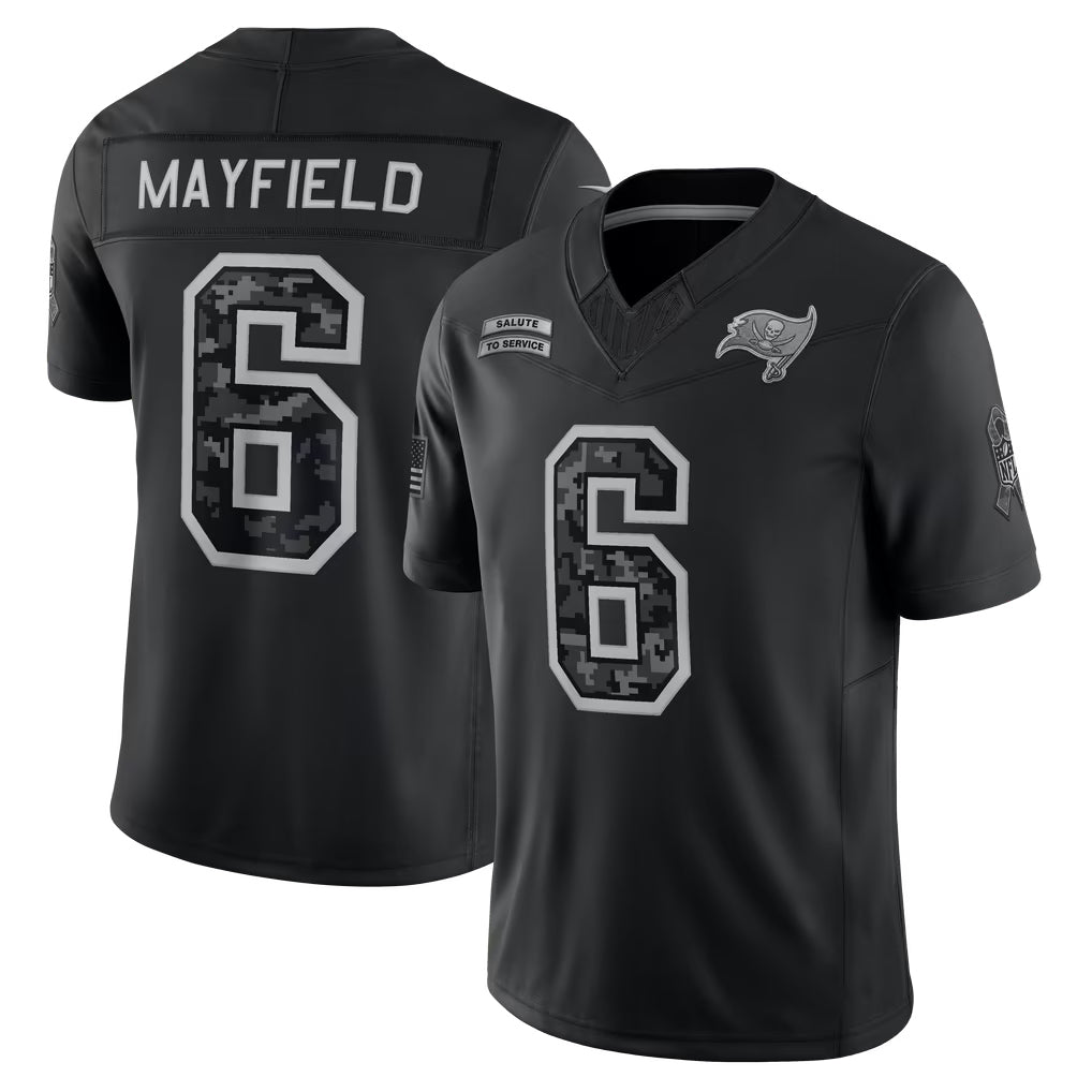 Choea TB.Buccaneers #6 Baker Mayfield Player Black Limited 2026 Salute to Service Home Game Stitched Jerseys