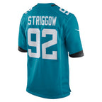Choea J.Jaguars #92 Danny Striggow Teal Game Player Jersey