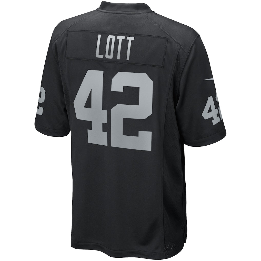 Choea LV.Raiders #42 Ronnie Lott Black Game Retired Player Jersey