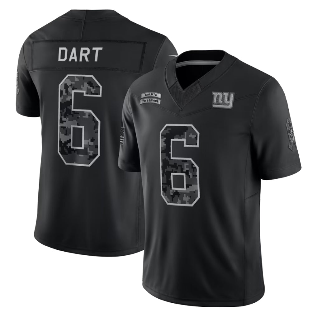 Choea NY.Giants #6 Jaxson Dart Player Black Limited 2026 Salute to Service Home Game Stitched Jerseys