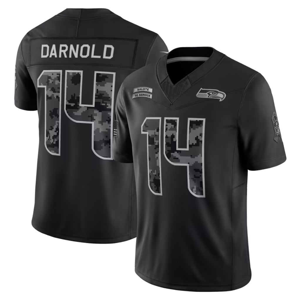 Choea S.Seahawks #14 Sam Darnold Player Black Limited 2026 Salute to Service Home Game Stitched Jerseys