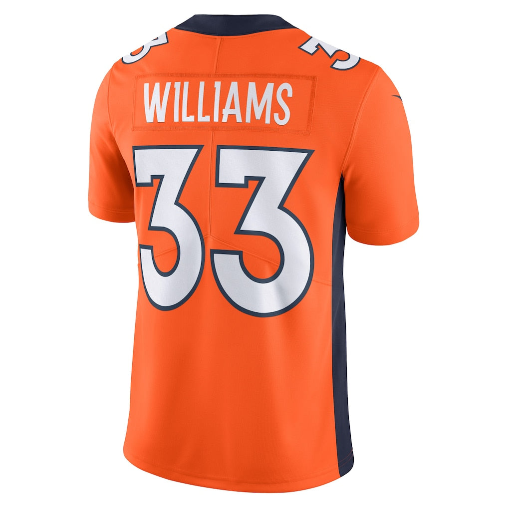 Choea D.Broncos #33 Javonte Williams Orange Vapor Untouchable Limited Jersey