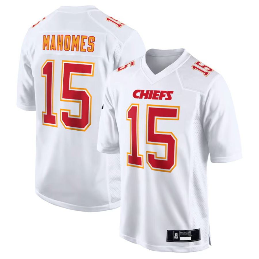 Choea #15 Patrick Mahomes Player KC.Chiefs Carbon White Fashion Game Stitched Jerseys