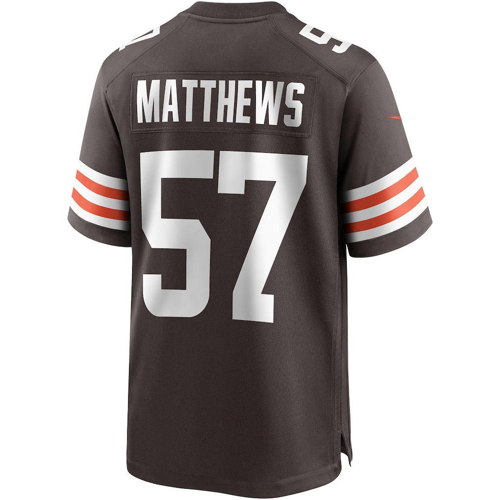 Choea C.Browns #57 Clay Matthews Brown Game Retired Player Jersey