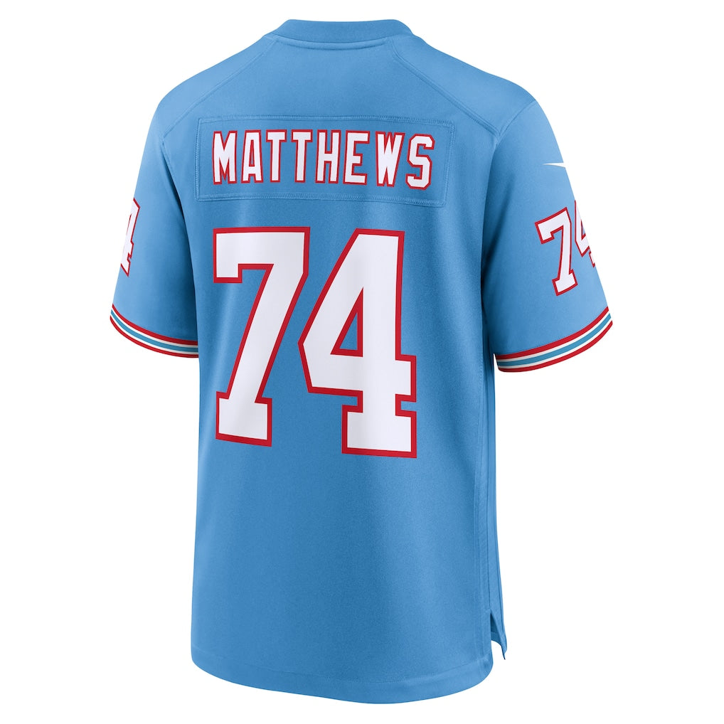 Choea T.Titans #74 Bruce Matthews Light Blue Retired Player Alternate Game Jersey