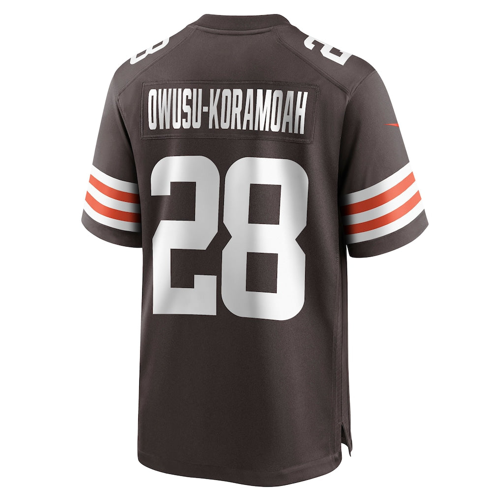 Choea C.Browns #28 Jeremiah Owusu-Koramoah Brown Game Player Jersey