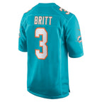 Choea M.Dolphins #3 K.J. Britt Aqua Team Game Jersey