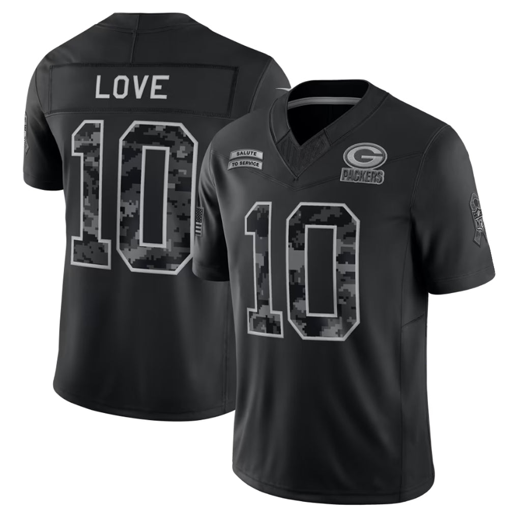 Choea GB.Packers #10 Jordan Love Player Black Limited 2026 Salute to Service Home Game Stitched Jerseys