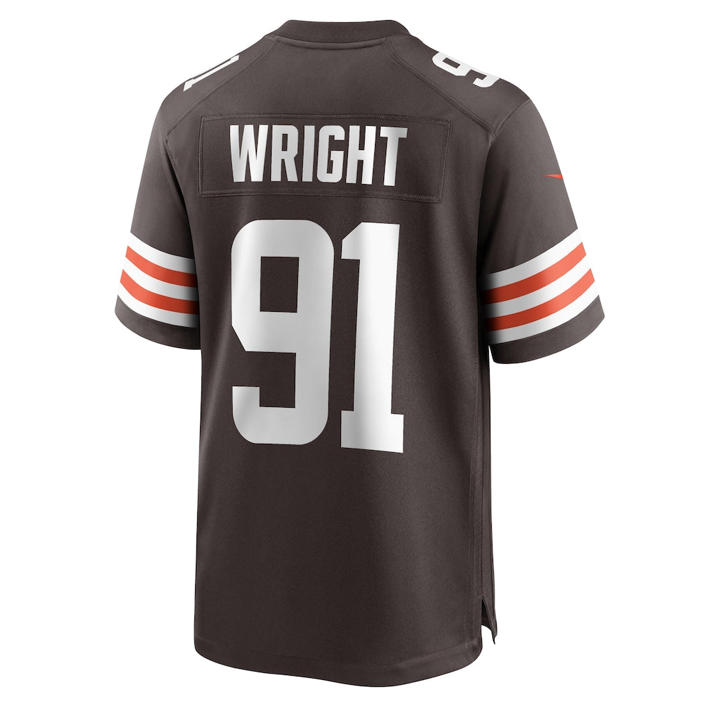 Choea C.Browns #91 Alex Wright Brown Team Game Jersey