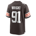 Choea C.Browns #91 Alex Wright Brown Team Game Jersey