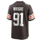 Choea C.Browns #91 Alex Wright Brown Team Game Jersey