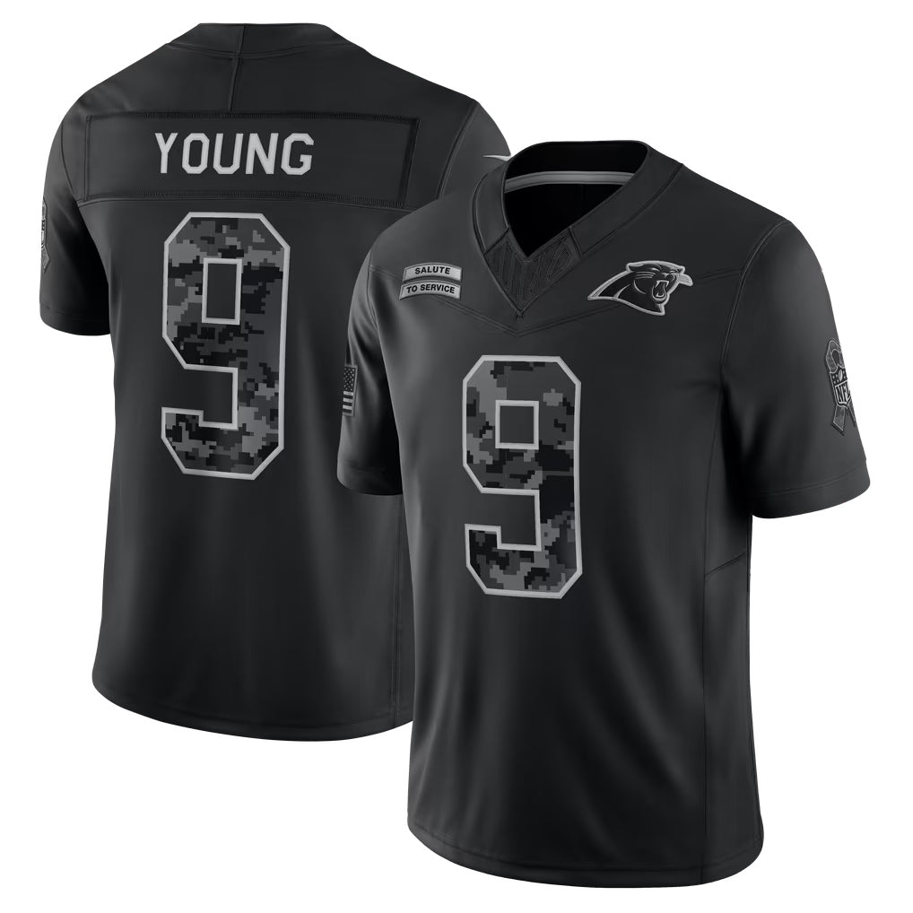Choea C.Panthers #9 Bryce Young Player Black Limited 2026 Salute to Service Home Game Stitched Jerseys