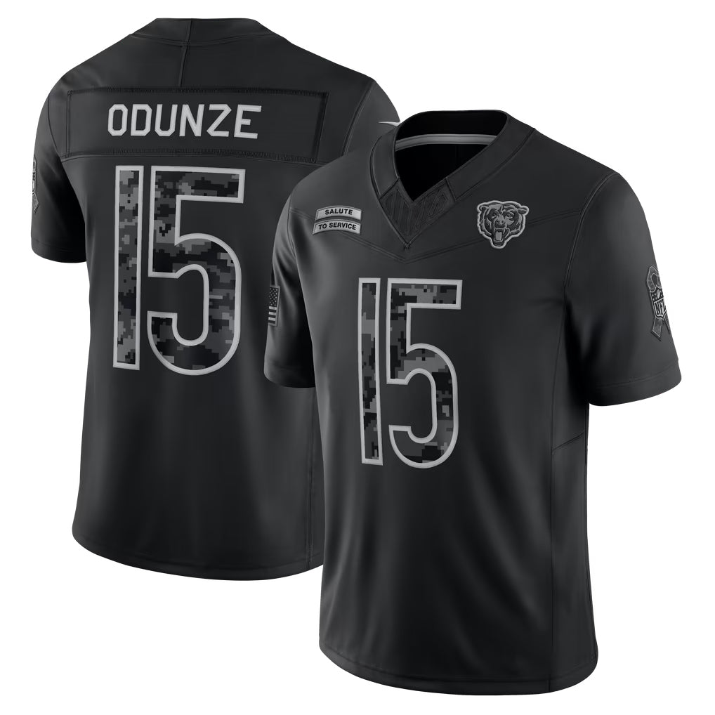 Choea C.Bears #15 Rome Odunze Player Black Limited 2026 Salute to Service Home Game Stitched Jerseys