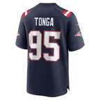 Choea NE.Patriots #95 Khyiris Tonga Navy Team Game Jersey