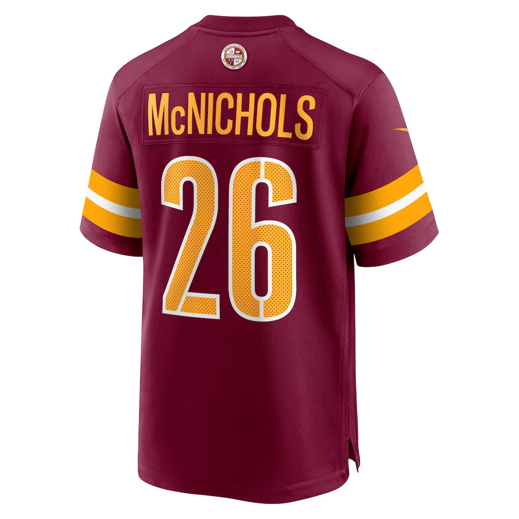 Choea W.Commanders #26 Jeremy McNichols Burgundy Game Jersey
