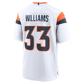 Choea D.Broncos #33 Javonte Williams White Mile High Collection Game Jersey