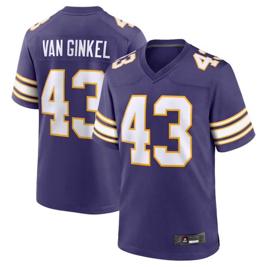 Choea #43 Andrew Van Ginkel Player MN.Vikings Purple Game Stitched Jerseys