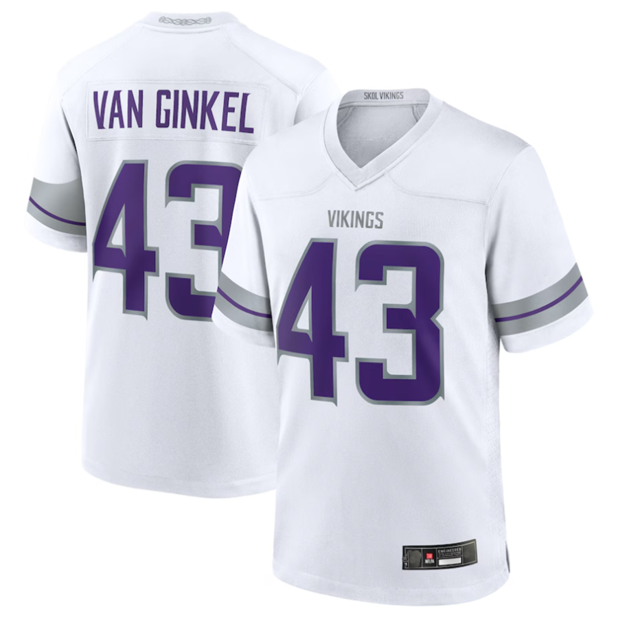 Choea #43 Andrew Van Ginkel Player MN.Vikings White Alternate Game Stitched Jerseys