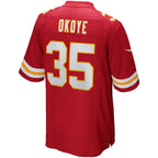 Choea KC.Chiefs #35 Christian Okoye Red Game Retired Player Jersey