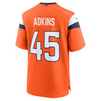 Choea D.Broncos #45 Nate Adkins Orange Team Game Jersey