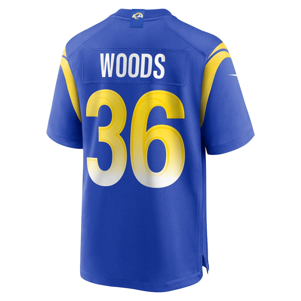 Choea LA.Rams #36 Charles Woods Royal Game Jersey