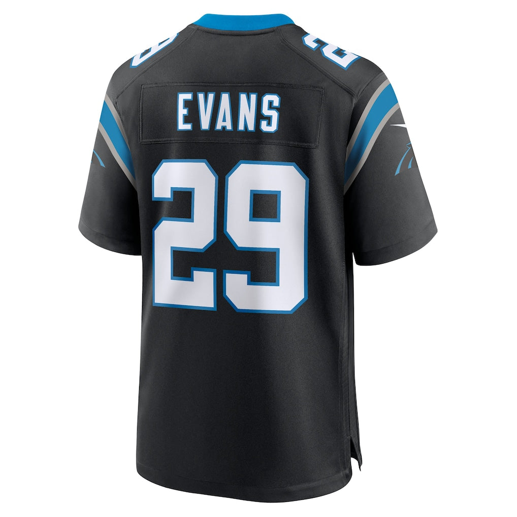 Choea C.Panthers #29 Akayleb Evans Black Team Game Jersey