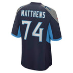 Choea T.Titans #74 Bruce Matthews Navy Retired Player Jersey