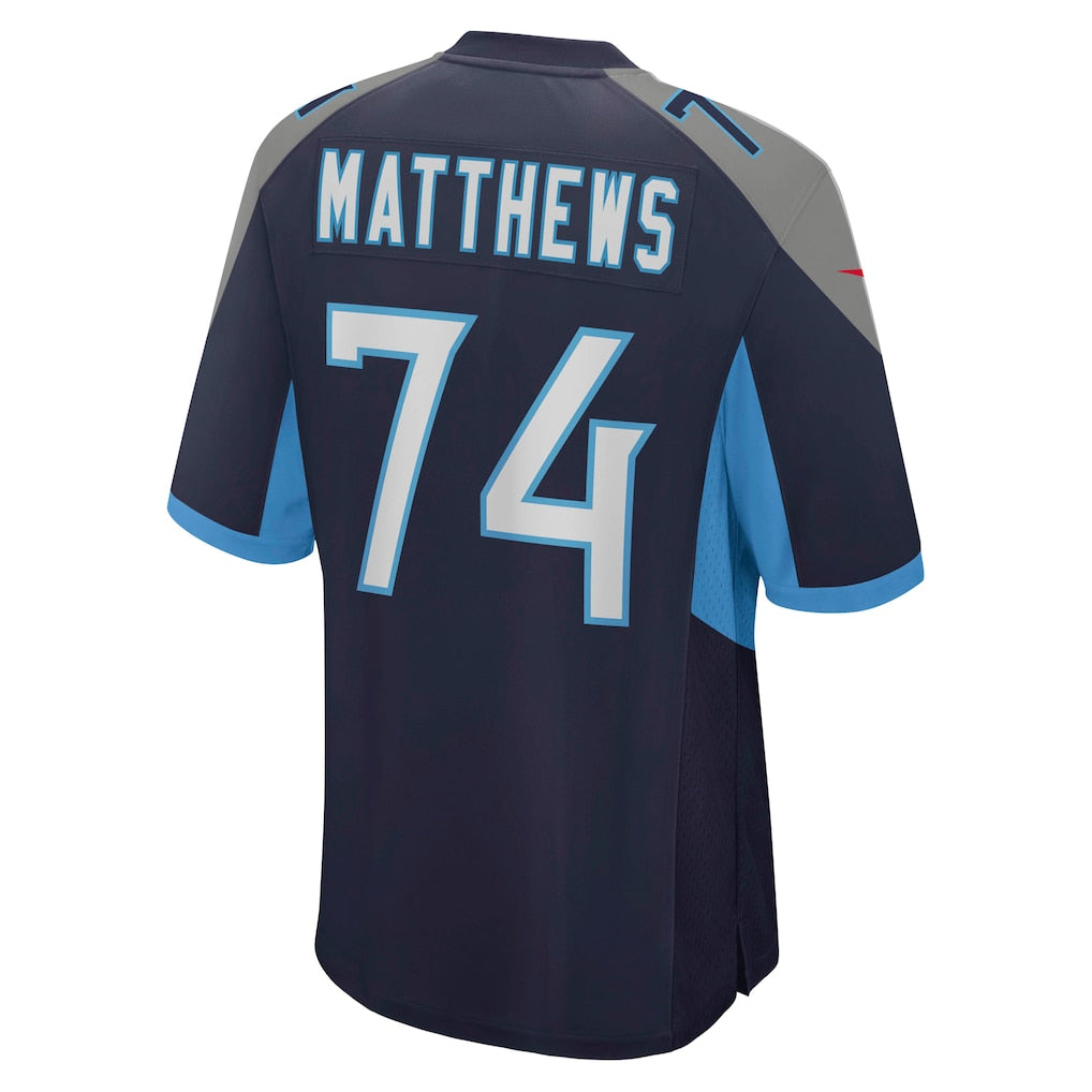 Choea T.Titans #74 Bruce Matthews Navy Retired Player Jersey