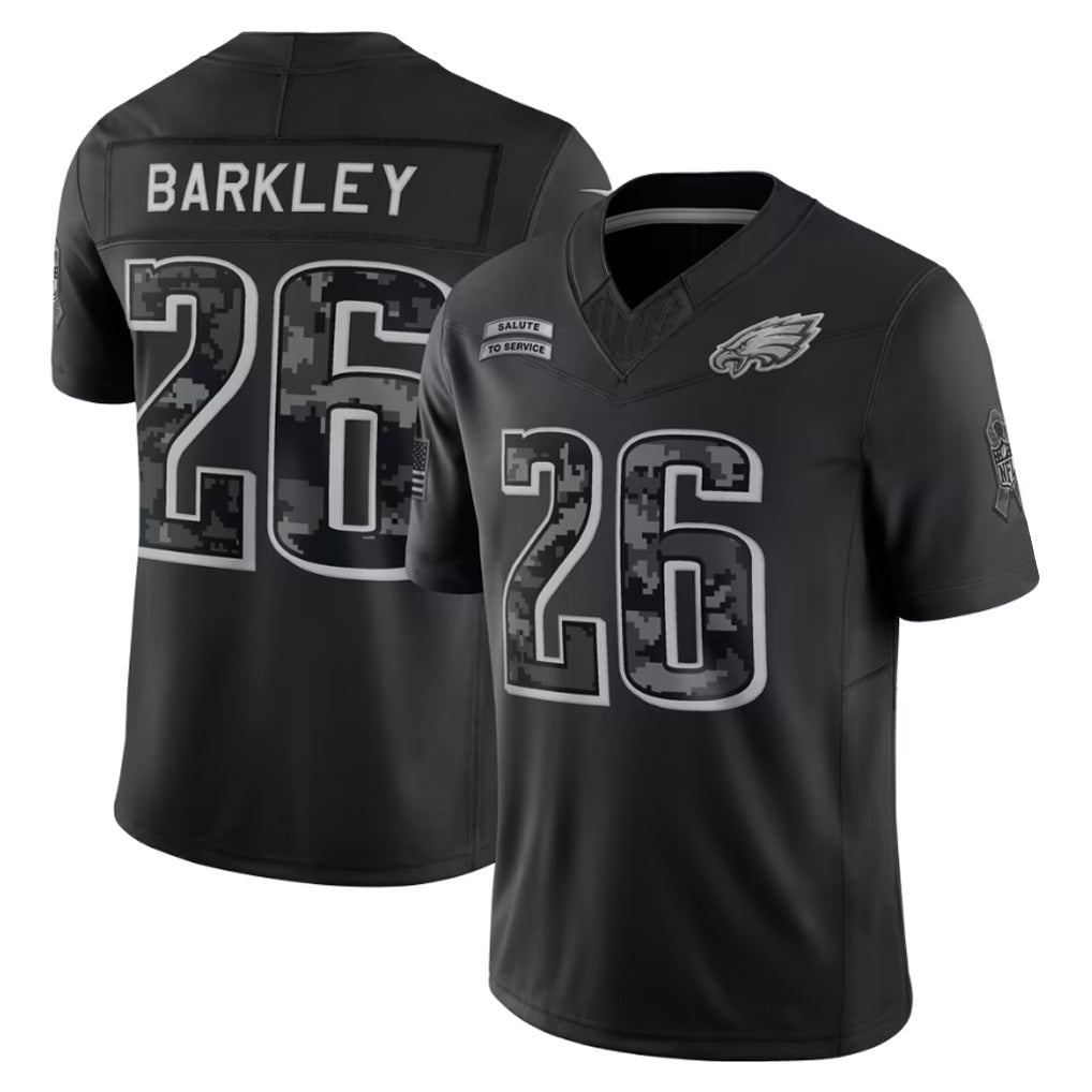 Choea P.Eagles #26 Saquon Barkley Player Black Limited 2026 Salute to Service Home Game Stitched Jerseys