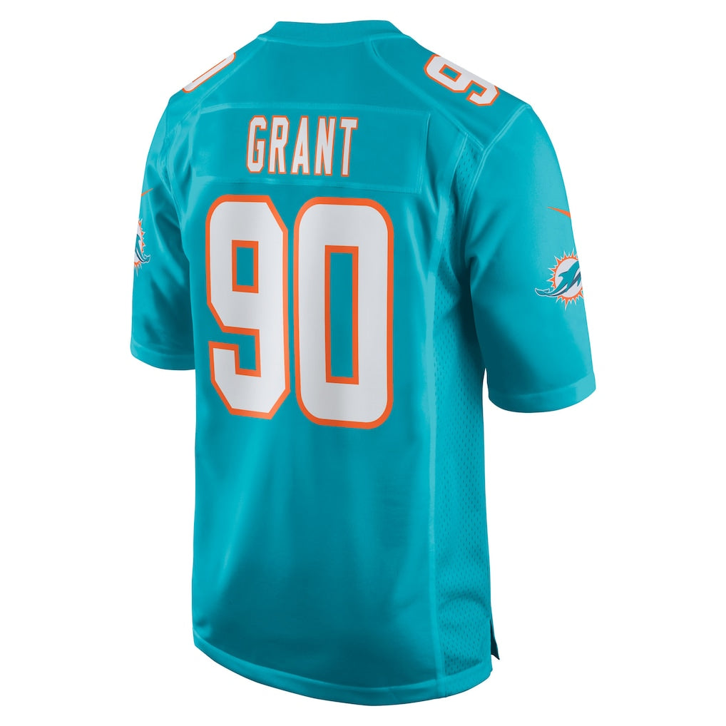 Choea M.Dolphins #90 Kenneth Grant Aqua 2025 NFL Draft First Round Pick Game Jersey