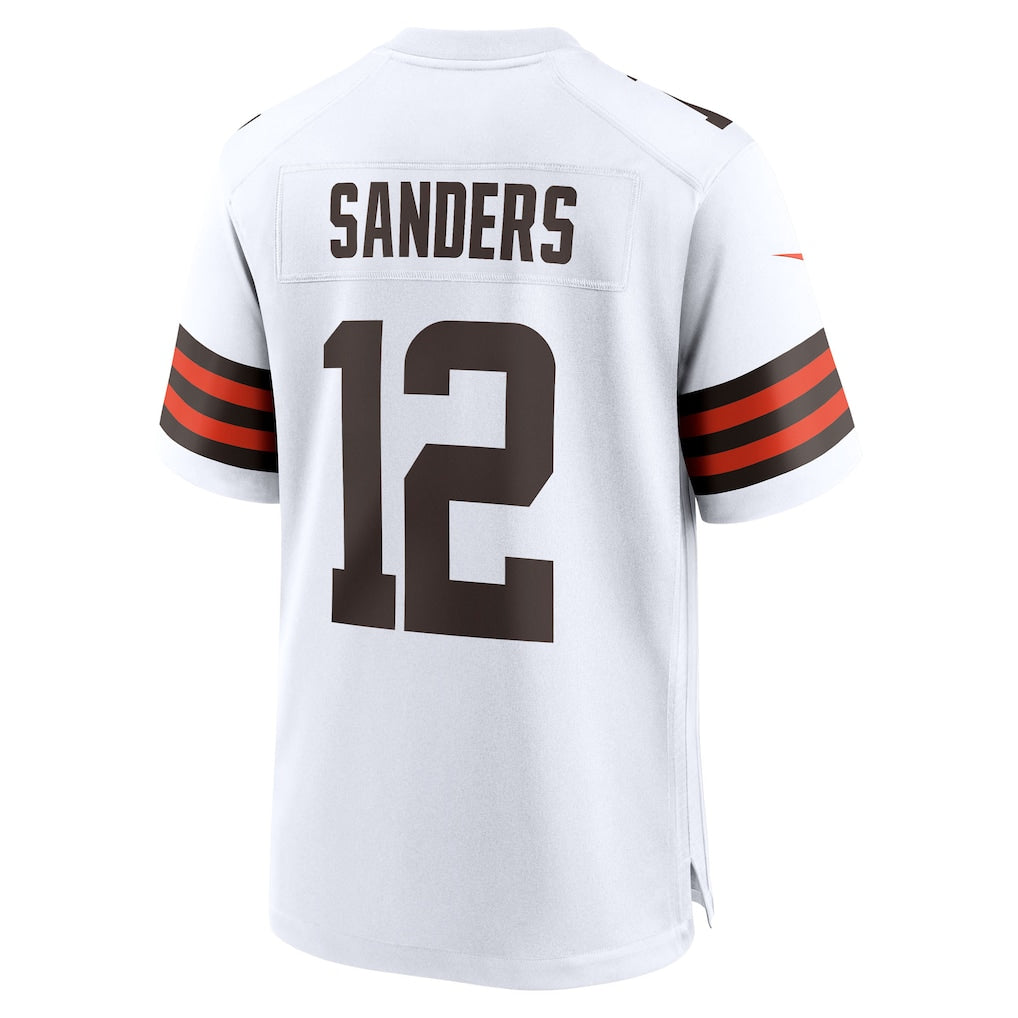 Choea C.Browns #12 Shedeur Sanders White 2025 NFL Draft Game Jersey
