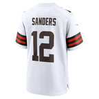 Choea C.Browns #12 Shedeur Sanders White 2025 NFL Draft Game Jersey