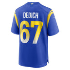 Choea LA.Rams #67 Justin Dedich Royal Game Jersey