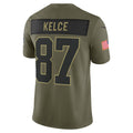 Choea KC.Chiefs #87 Travis Kelce Olive 2025 Salute to Service Limited Jersey