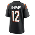 Choea C.Bengals #12 Tyron Johnson Black Home Game Player Jersey