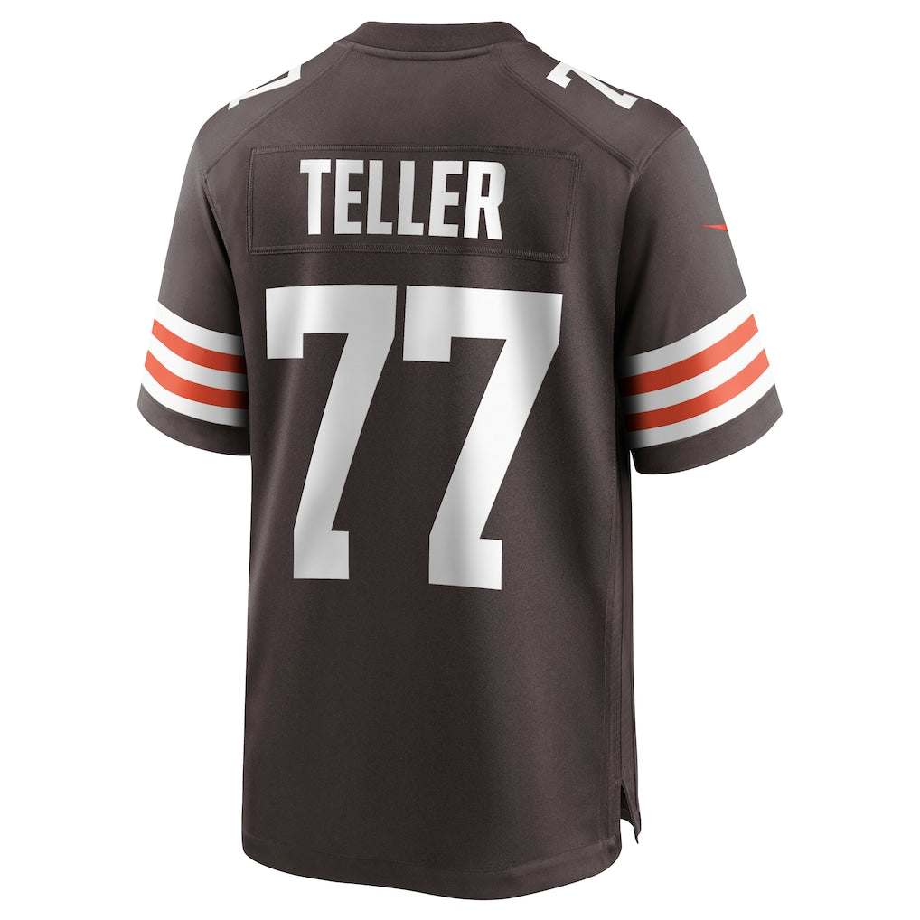 Choea C.Browns #77 Wyatt Teller Brown Game Jersey