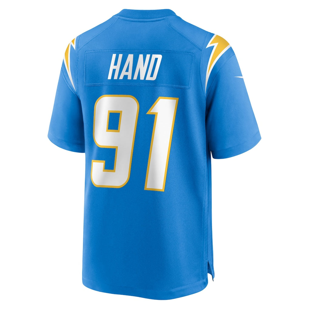 Choea LA.Chargers #91 Da'Shawn Hand Powder Blue Team Game Jersey