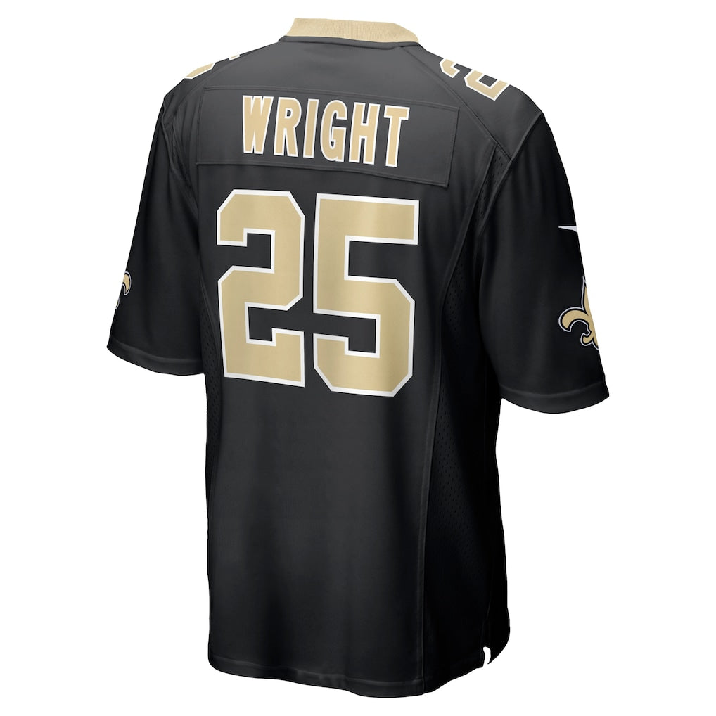 Choea NO.Saints #25 Rejzohn Wright Black Team Game Jersey
