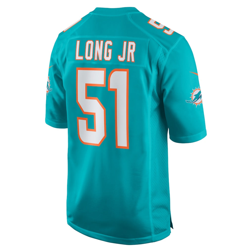 Choea M.Dolphins #51 David Long Jr. Aqua Game Jersey
