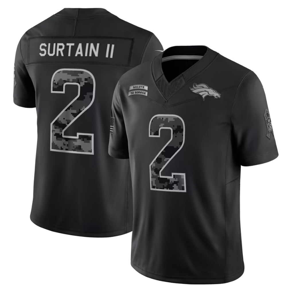 Choea D.Broncos #2 Patrick Surtain II Player Black Limited 2026 Salute to Service Home Game Stitched Jerseys