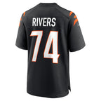 Choea C.Bengals #74 Jalen Rivers Black Team Game Jersey