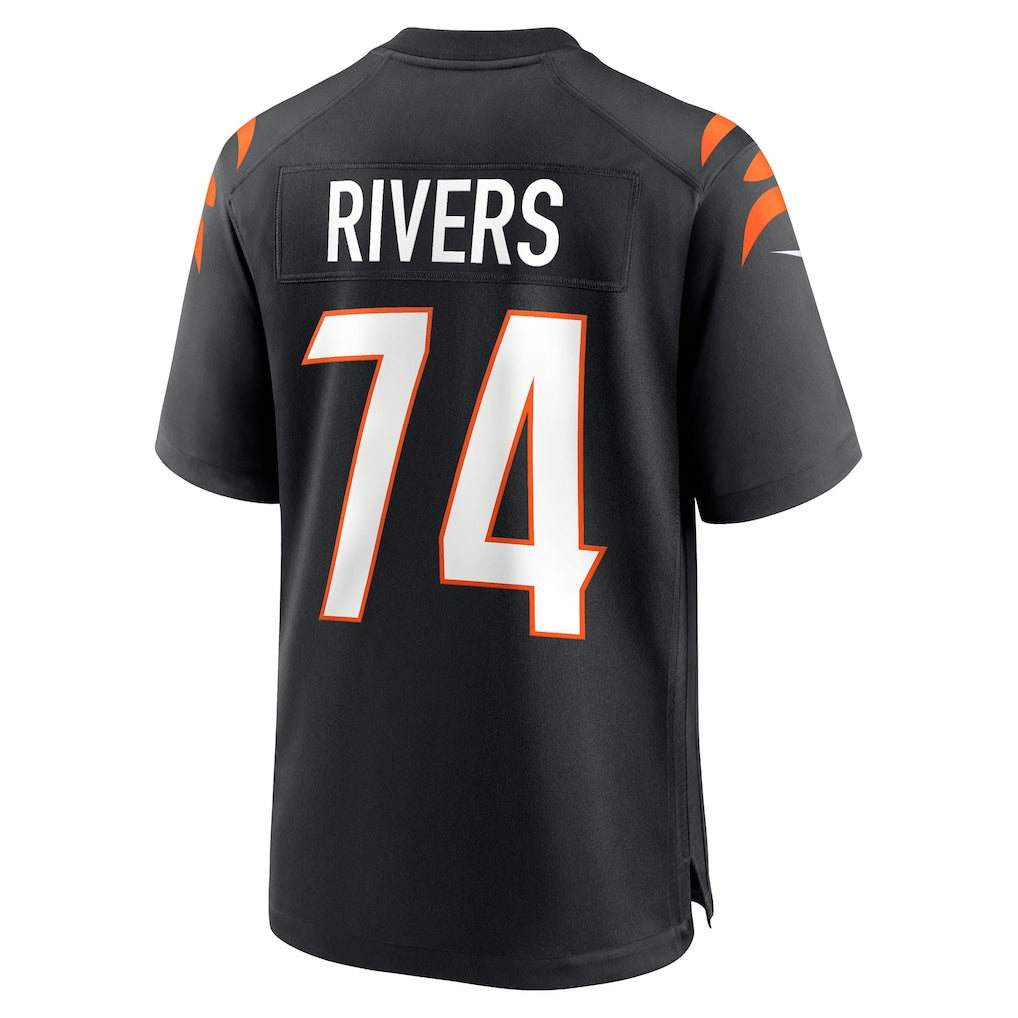 Choea C.Bengals #74 Jalen Rivers Black Team Game Jersey