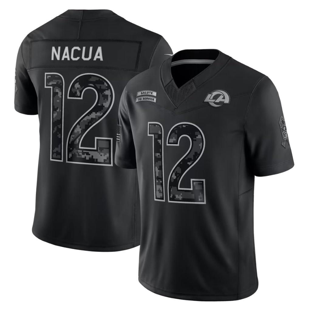 Choea LA.Rams #12 Puka Nacua Player Black Limited 2026 Salute to Service Home Game Stitched Jerseys