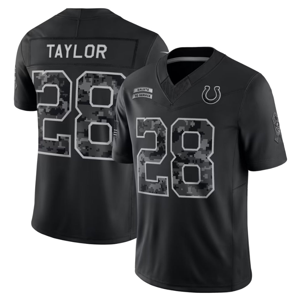 Choea IN.Colts #28 Jonathan Taylor Player Black Limited 2026 Salute to Service Home Game Stitched Jerseys