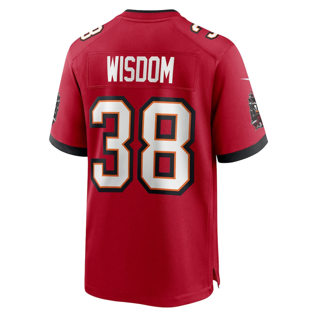 Choea TB.Buccaneers #38 Rashad Wisdom Red Team Game Jersey