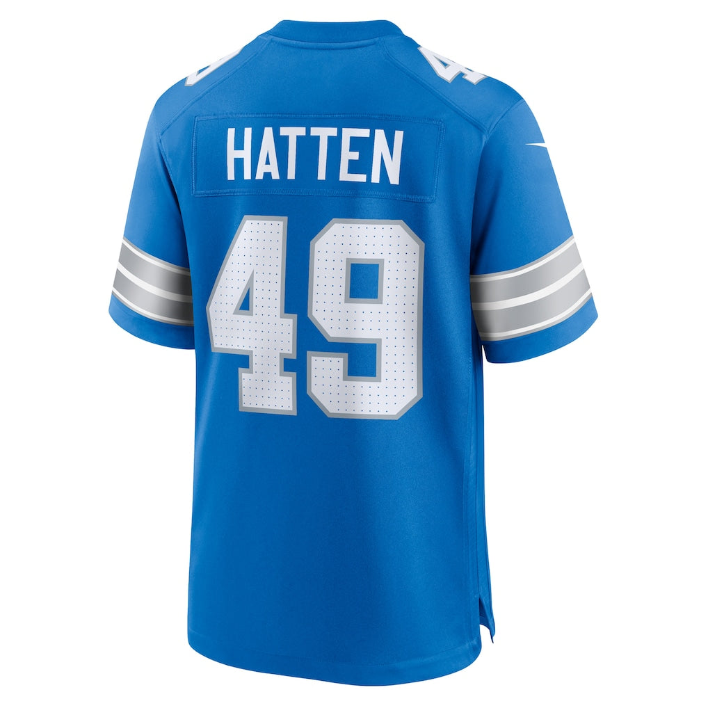 Choea D.Lions #49 Hogan Hatten Blue Game Jersey