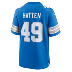 Choea D.Lions #49 Hogan Hatten Blue Game Jersey