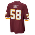 Choea W.Commanders #58 Shaka Toney Burgundy Game Jersey
